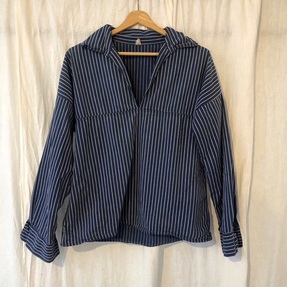 Vintage French heavy cotton stripped shirt